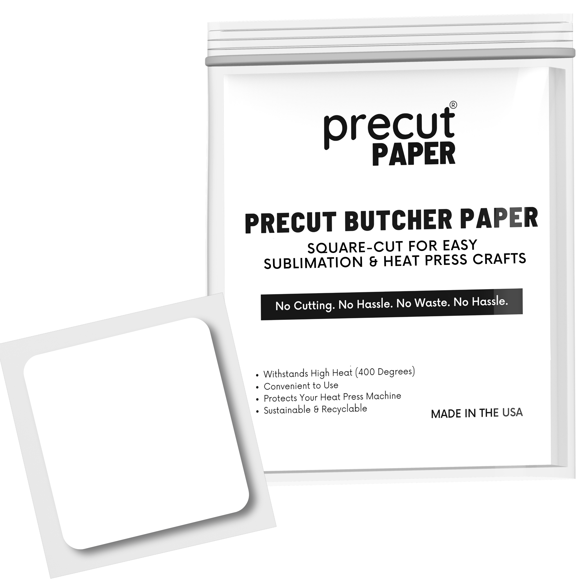 Precut Butcher Paper Sheets, Squared Sizing, Sublimation & Heat