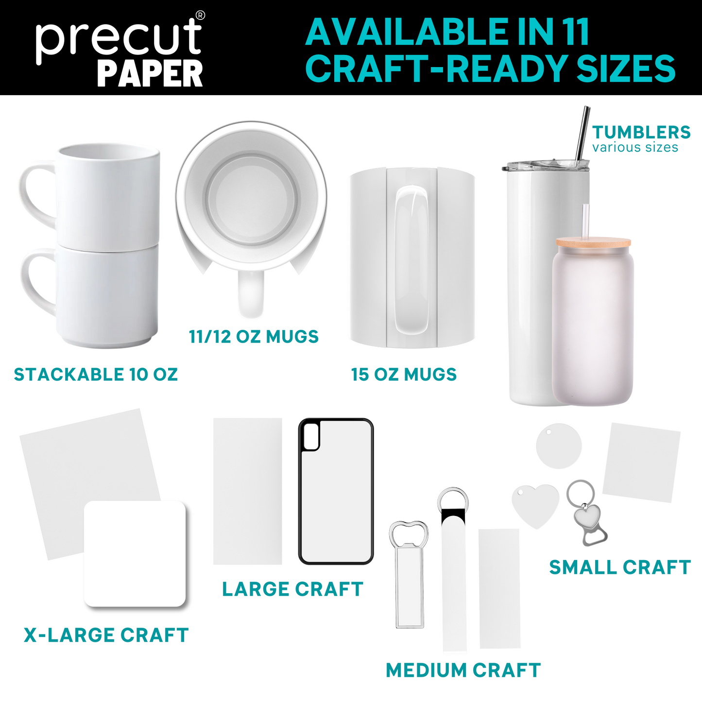 Precut Butcher Paper Sheets for Sublimation & Heat Press Crafts (Medium, 5.5 in x 2 in), White, Uncoated