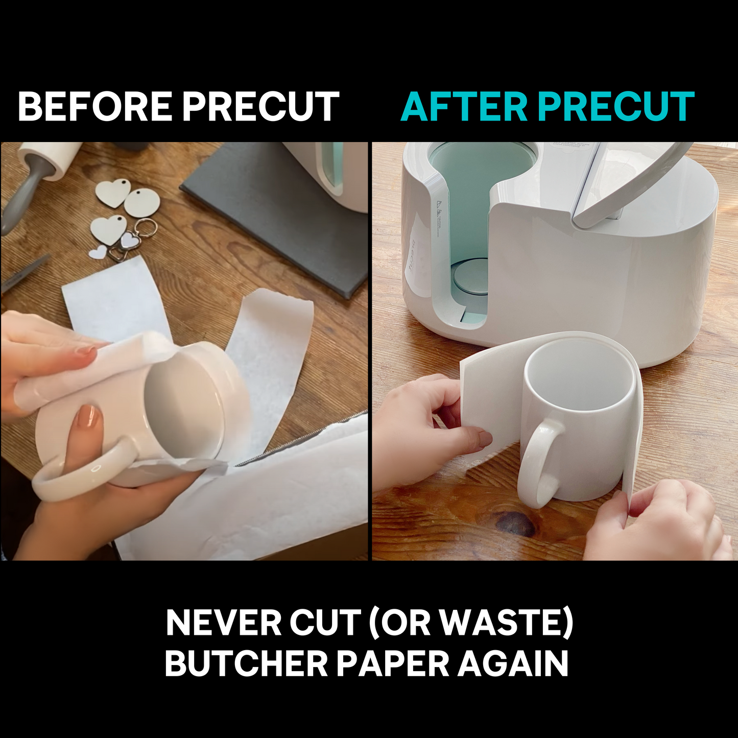 Precut Butcher Paper Sheets Fits Oven Mitts (2 sizes) for Sublimation & Heat Press Crafts, White, Uncoated