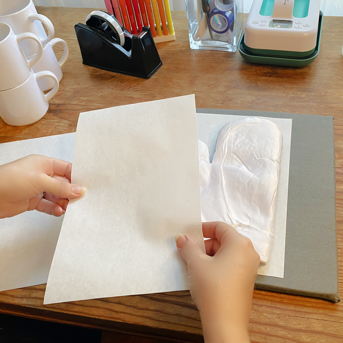 Precut Butcher Paper Sheets Fits Oven Mitts (2 sizes) for Sublimation & Heat Press Crafts, White, Uncoated