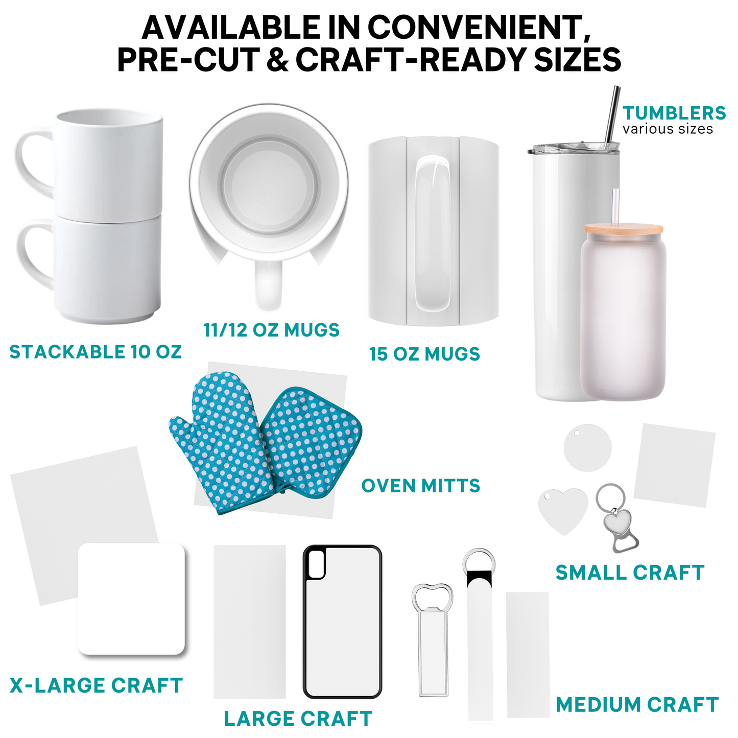 Precut Butcher Paper Sheets Fits Sublimation Cosmetic Bags (12 in x 9 in), White, Uncoated