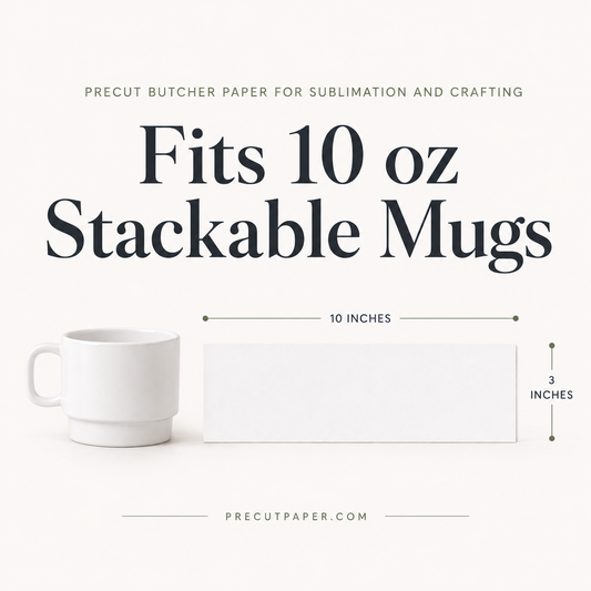 10" x 3" Precut Butcher Paper Sheets for 10 oz Stackable Sublimation Mugs