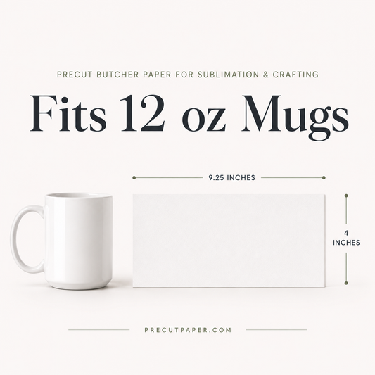 9.25" x 4" Precut Butcher Paper Sheets for 11 oz and 12 oz Sublimation Mugs