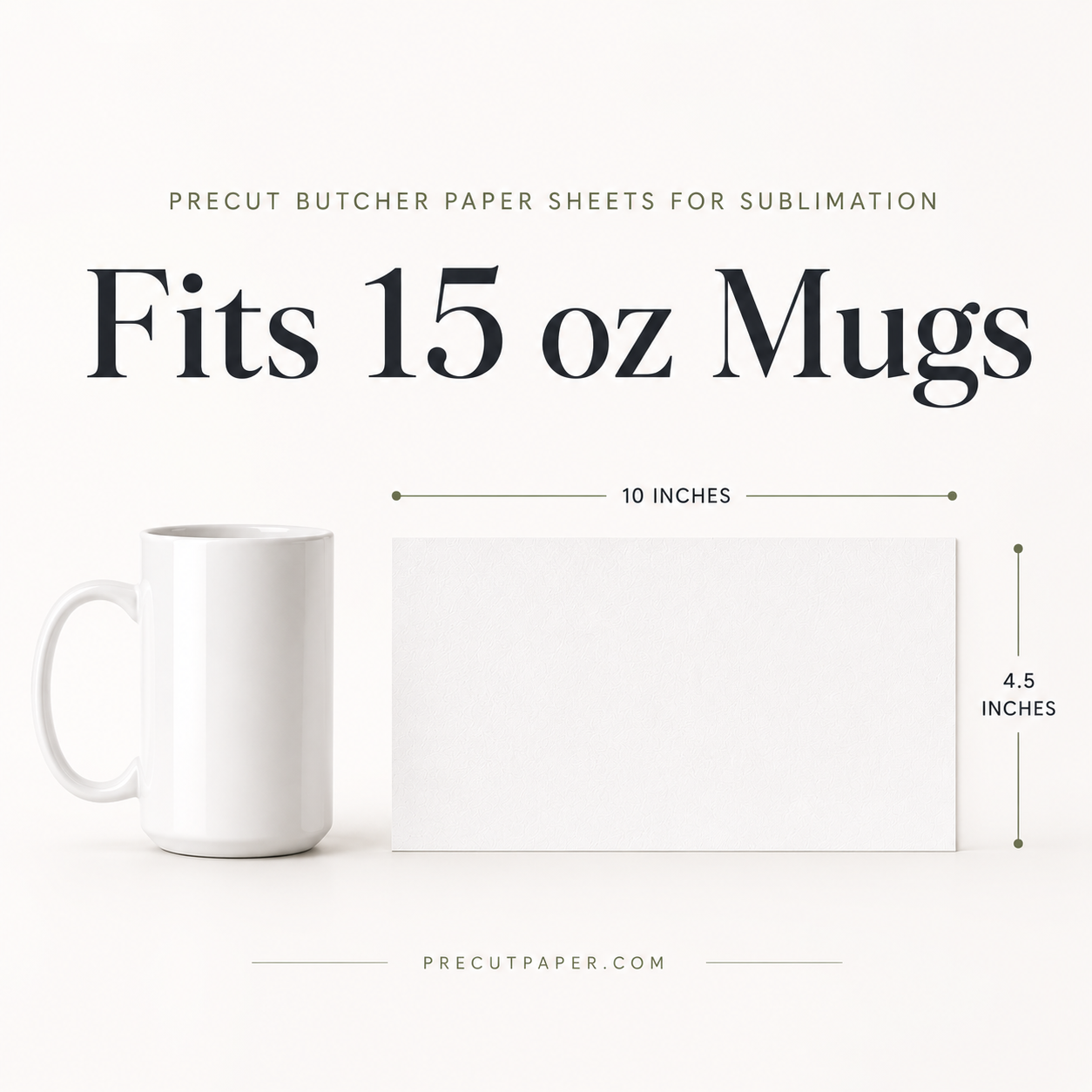 10" x 4.5" Precut Butcher Paper Sheets for 15 oz Sublimation Mugs