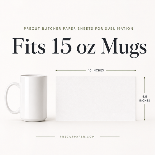 10" x 4.5" Precut Butcher Paper Sheets for 15 oz Sublimation Mugs
