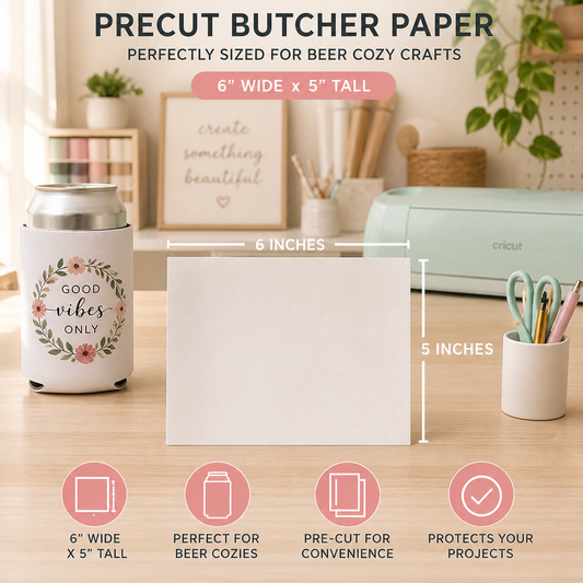 6" x 5" Precut Butcher Paper Sheets for Sublimation on 12 oz Beer Cozies