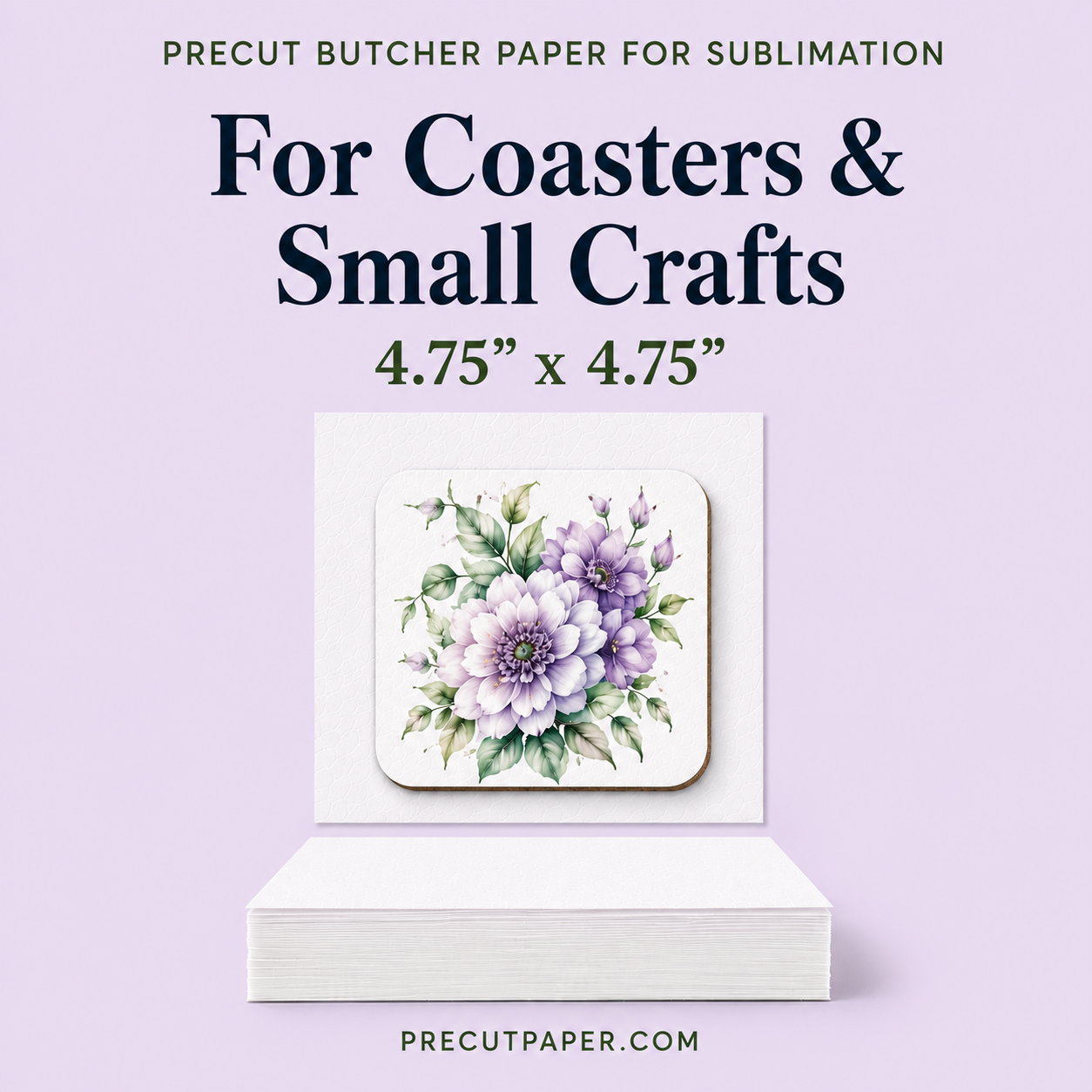 4.75" x 4.75" Precut Butcher Paper Sheets for Sublimation Coasters & Small Crafts