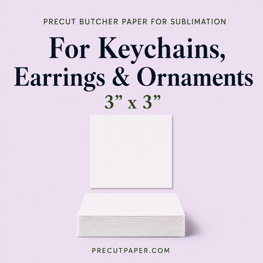 3" x 3" Precut Butcher Paper Sheets for Sublimation Keychains, Earrings & Small Ornaments