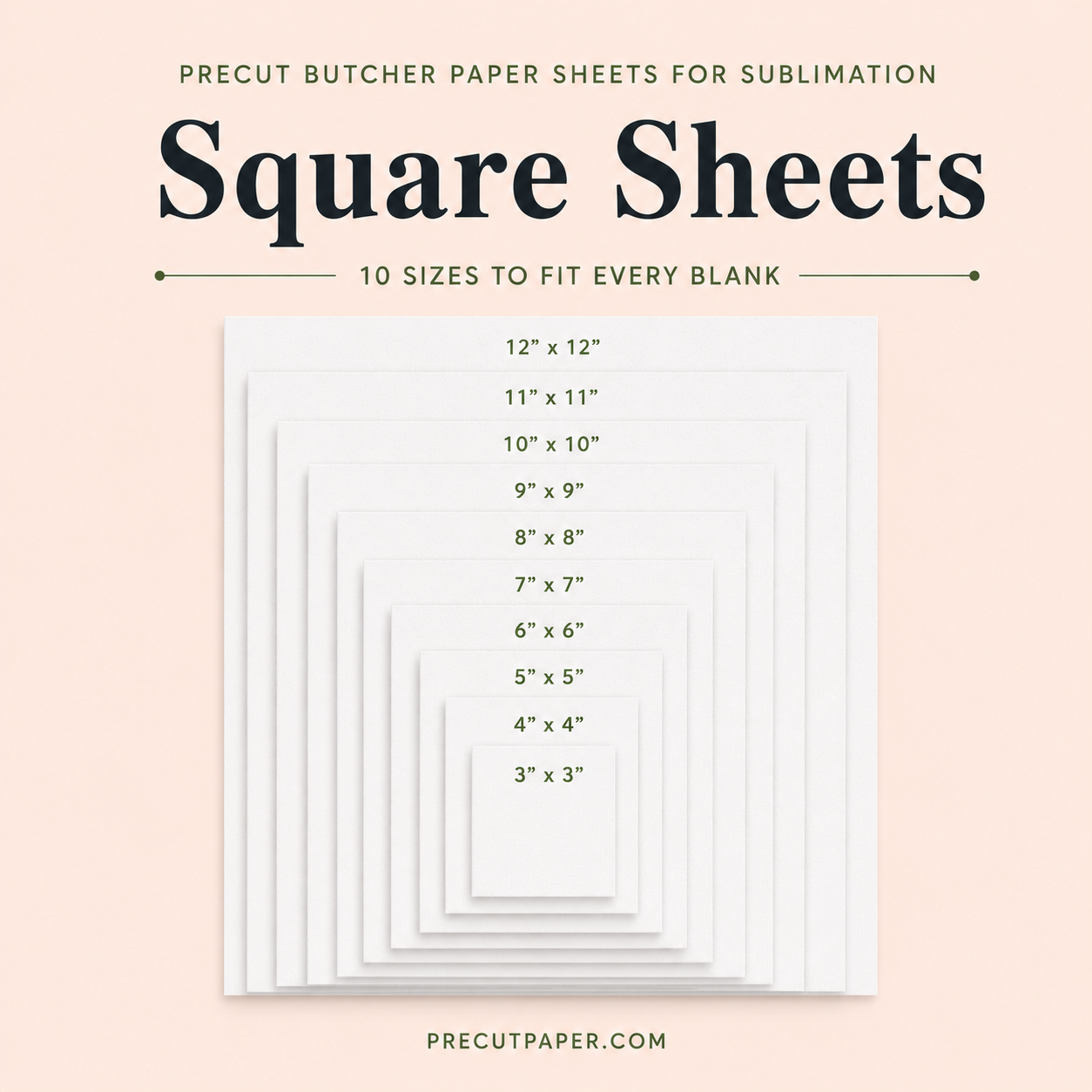 Squared Precut Butcher Paper Sheets for Sublimation & Heat Press Crafts