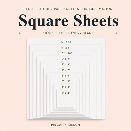 Squared Precut Butcher Paper Sheets for Sublimation & Heat Press Crafts