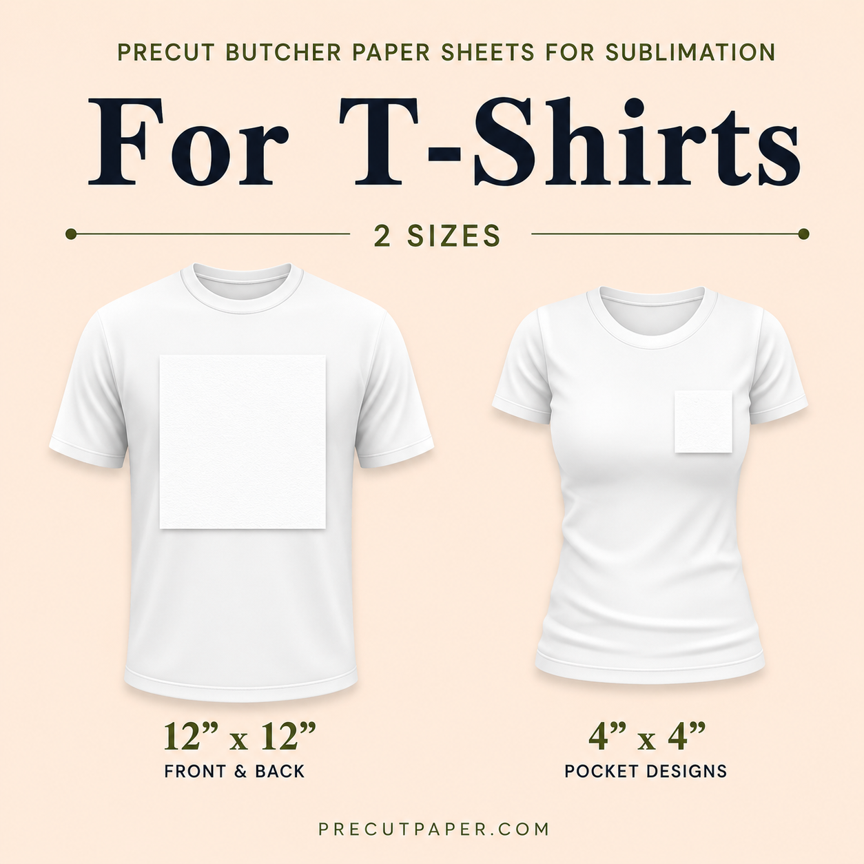 Precut Butcher Paper Sheets for T-Shirt Sublimation & Heat Press, 2 Sizes