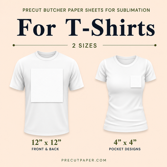 Precut Butcher Paper Sheets for T-Shirt Sublimation & Heat Press, 2 Sizes