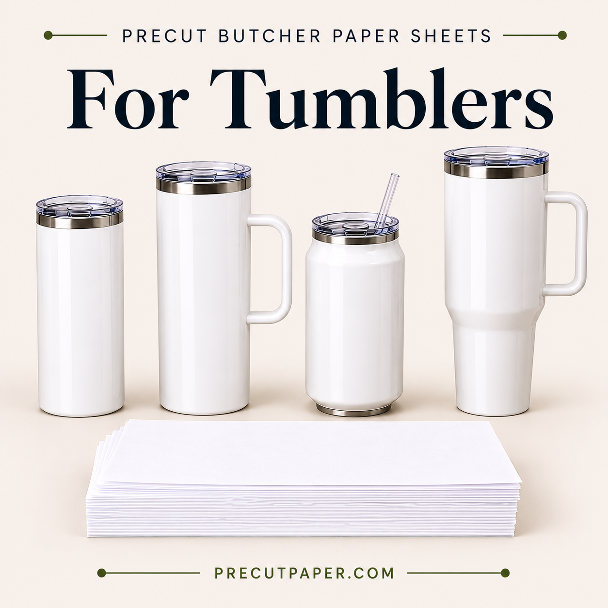 Precut Butcher Paper Sheets for Sublimation Tumblers, All Sizes